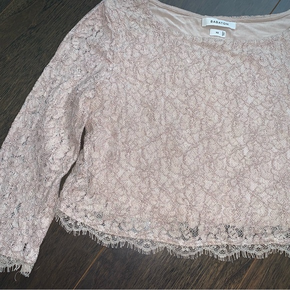 babaton lace mauve crop blouse - size x-small - Picture 3 of 4